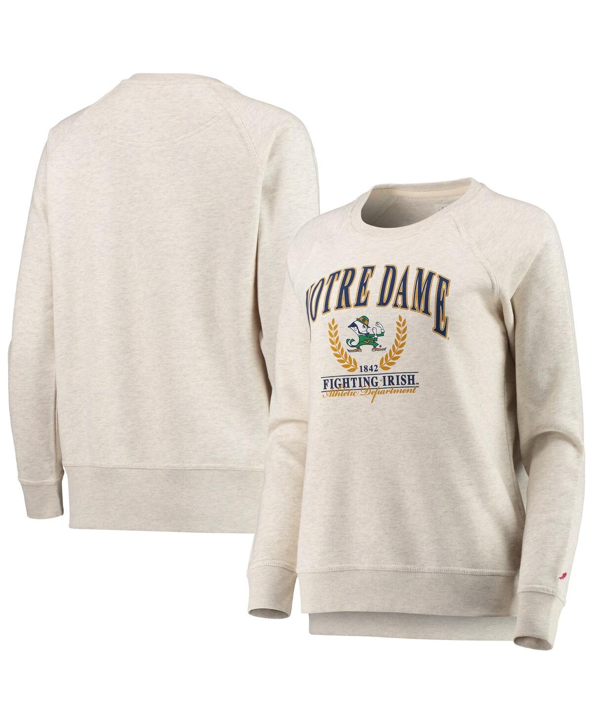 League Collegiate Wear Women's  Oatmeal Notre Dame Fighting Irish Academy Raglan Pullover Sweatshirt In Oatmeal