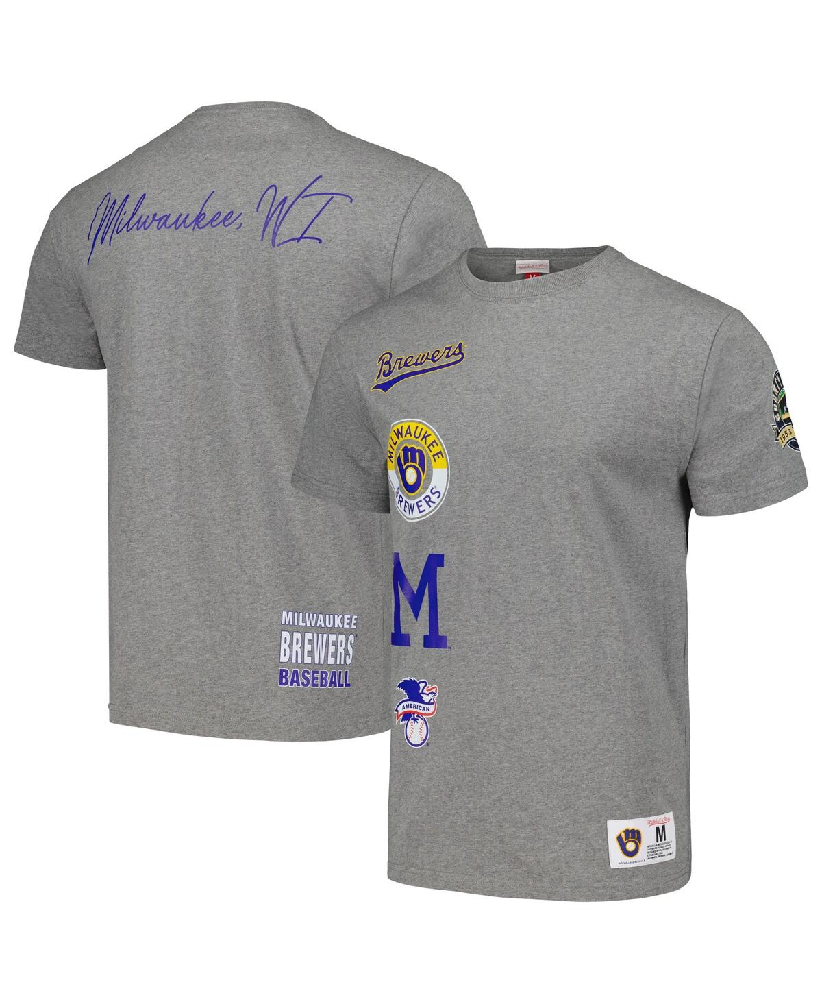 Mitchell & Ness Men's  Heather Gray Milwaukee Brewers Cooperstown Collection City Collection T-shirt In Heather Gray