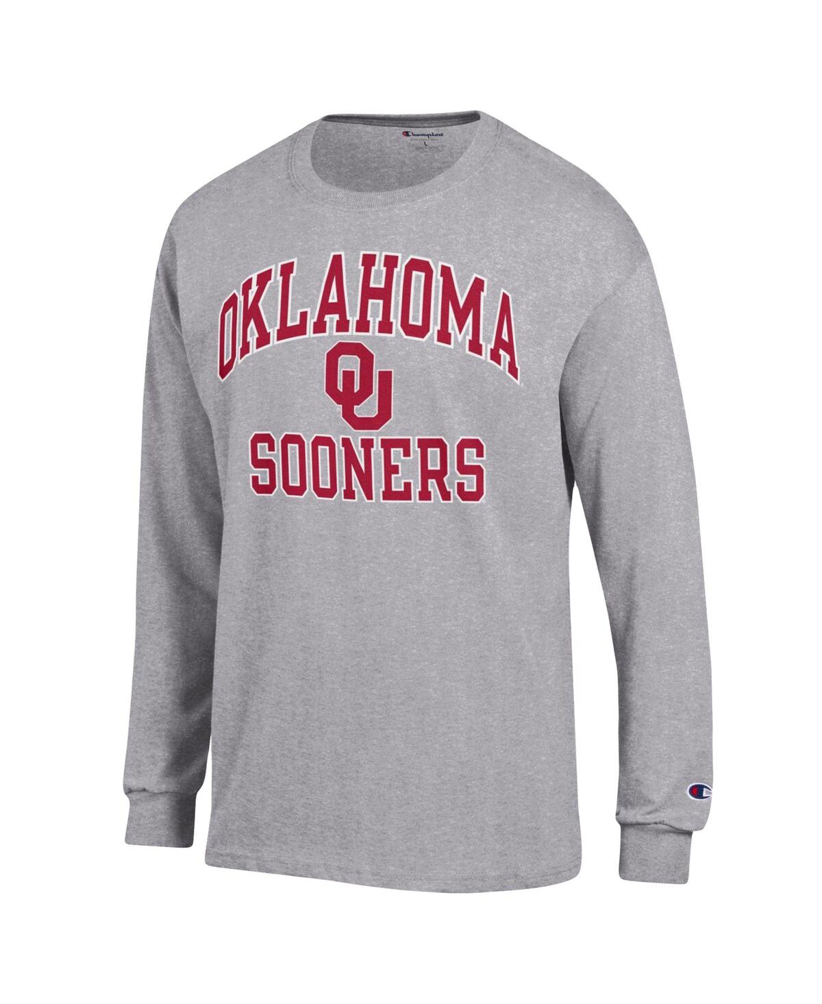 Champion Men's  Heather Gray Oklahoma Sooners High Motor Long Sleeve T-shirt In Heather Gray