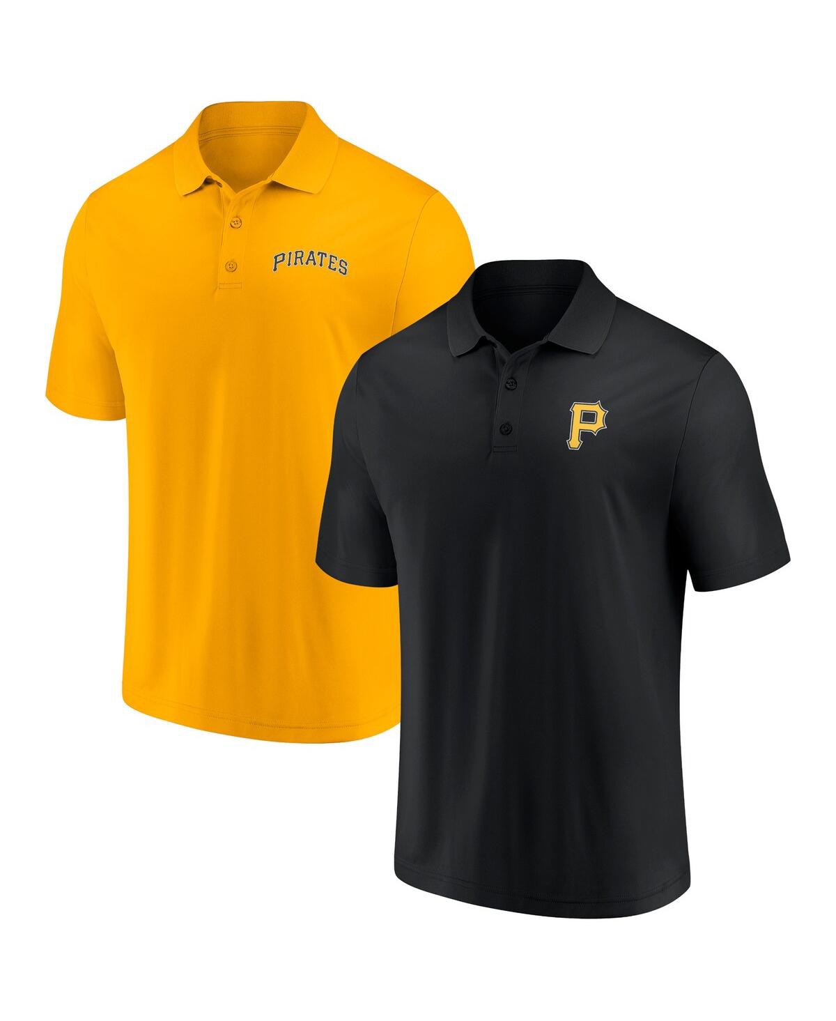 Shop Fanatics Men's  Black, Gold Pittsburgh Pirates Dueling Logos Polo Shirt Combo Set In Black,gold