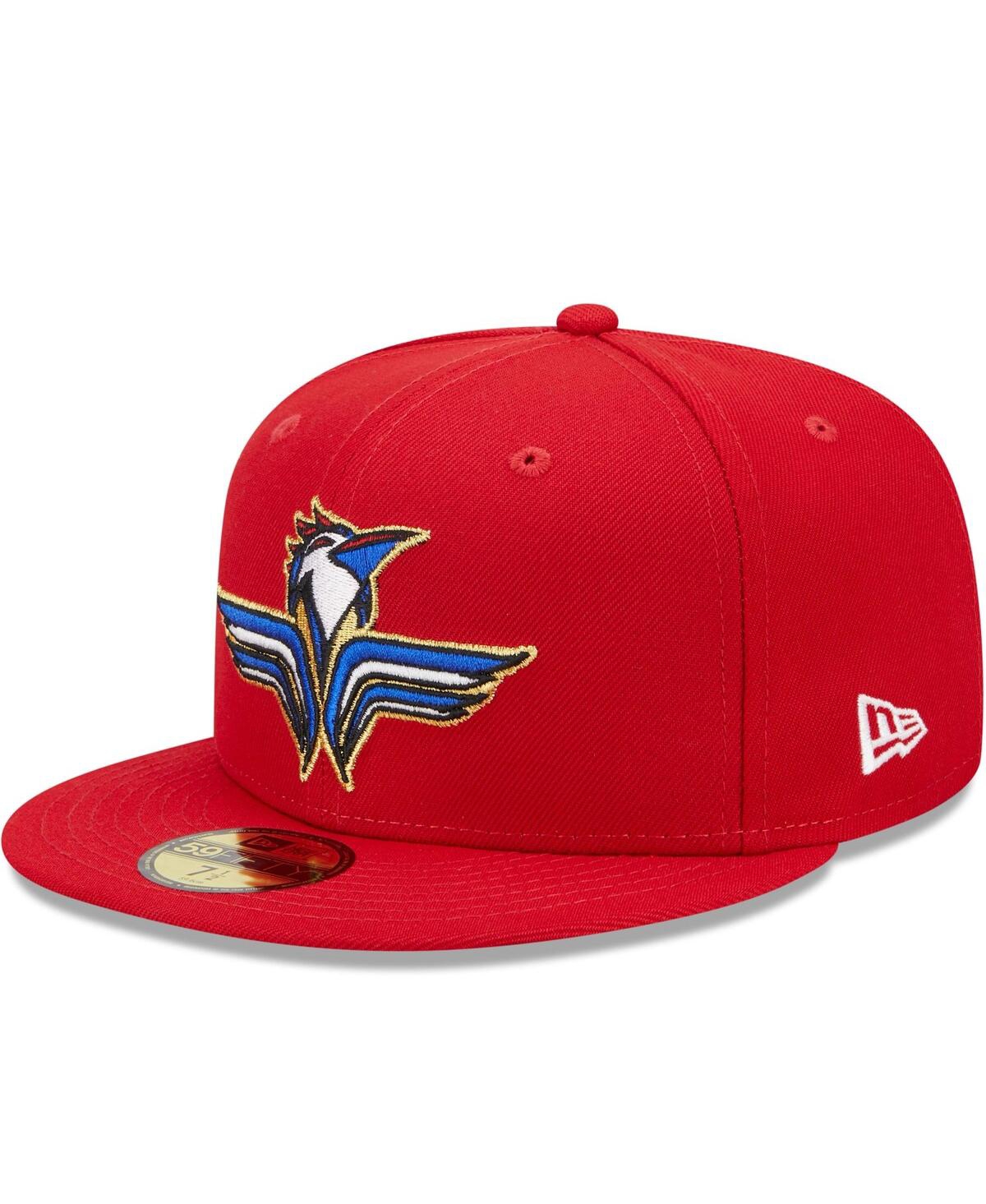 Shop New Era Men's  Red Fayetteville Woodpeckers Marvel X Minor League 59fifty Fitted Hat