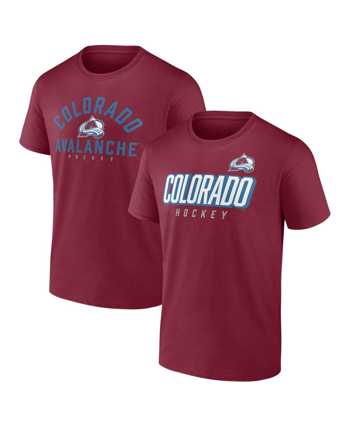 Shop Fanatics Men's  Burgundy Colorado Avalanche Wordmark Two-pack T-shirt Set