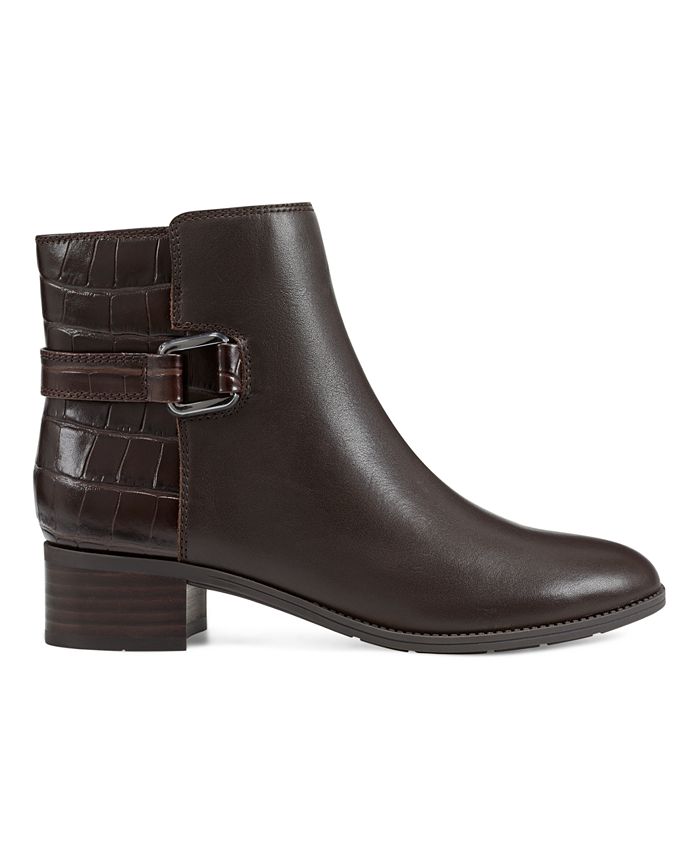 EASY SPIRIT Womens Black Buckle Accent Water Resistant Rae Round Toe Block Heel Zip-Up Booties M