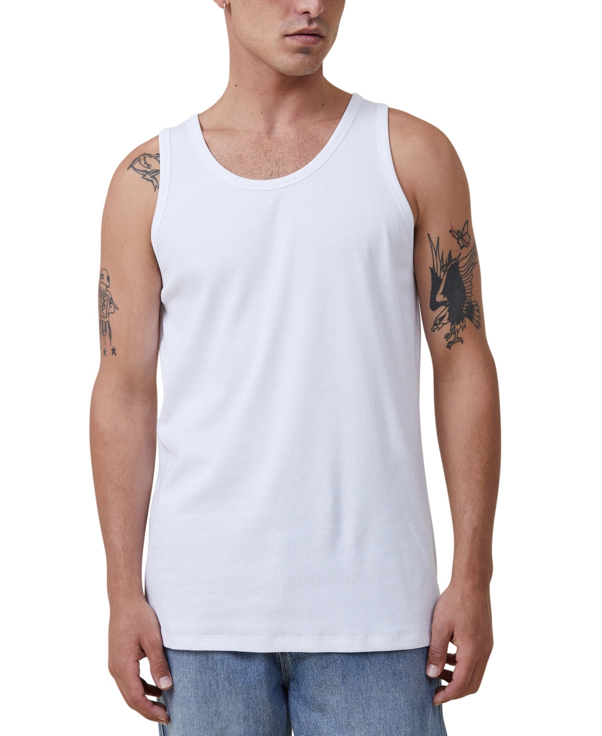 Cotton On Men's Loose Fit Rib Tank Top In White