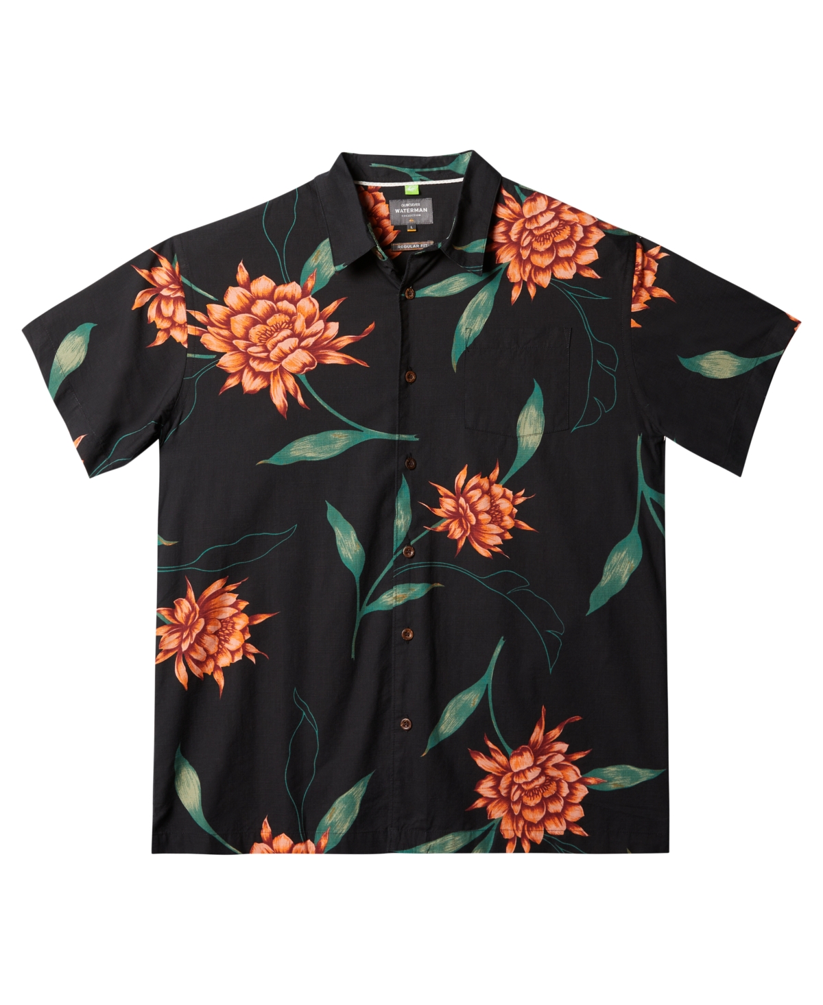 Quiksilver Waterman Men's Perfect Bloom Short Sleeves Shirt In Black Perfect Bloom