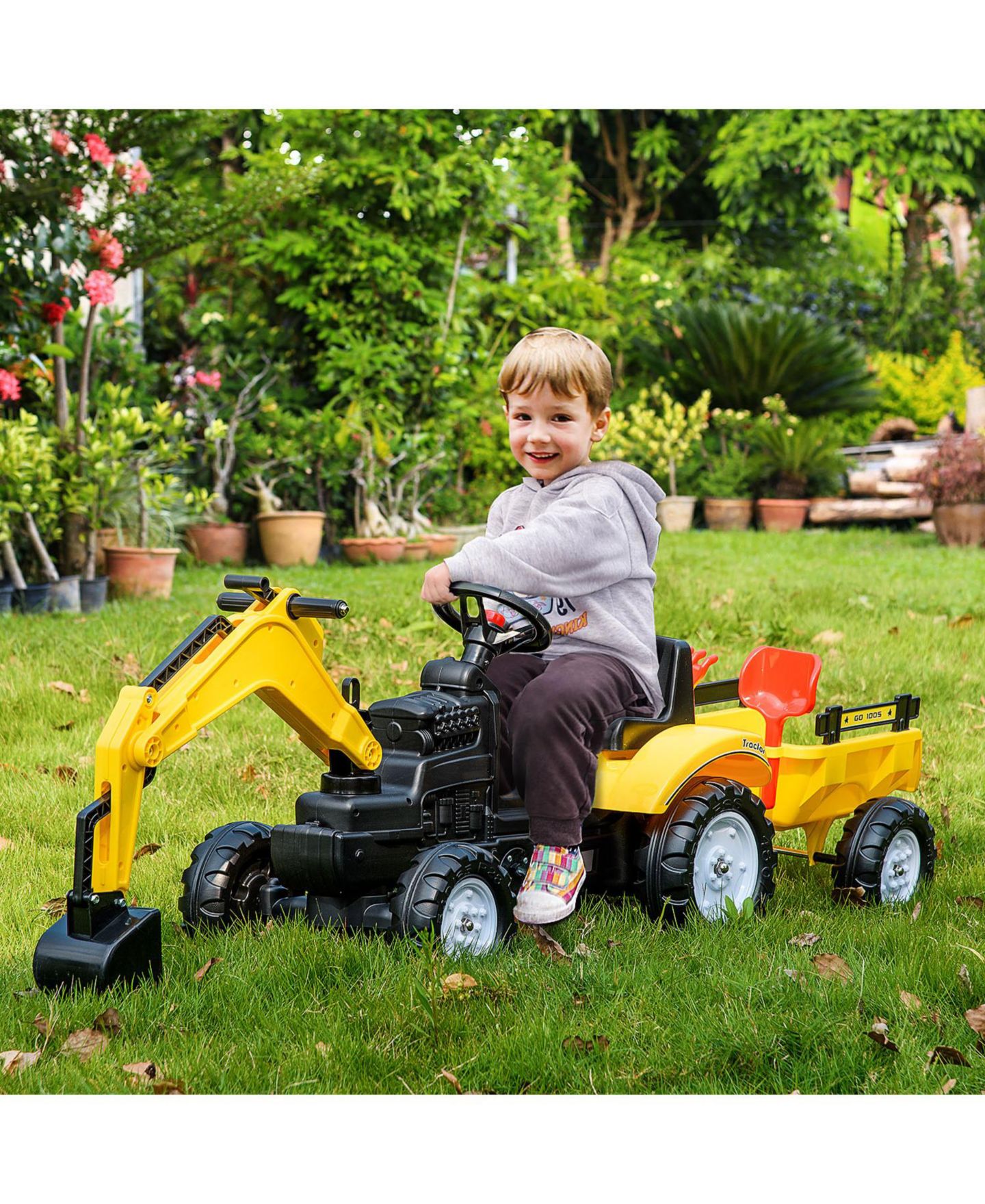 Детская игрушка Aosom Pedal Digger Construction Car Ride-On Toy, 77 lb. Capacity, 3–6 лет — фото 2
