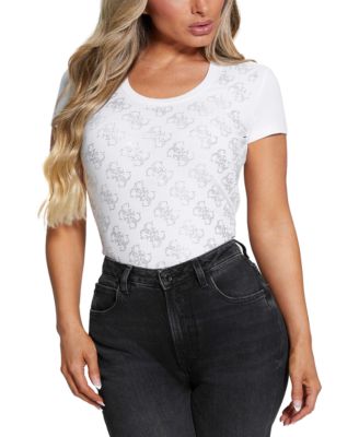 GUESS - Women's Rhinestone 4G Logo-Print T-Shirt