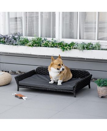 Giantex Wicker Dog Bed With Cushion - 24.5" Raised Rattan Pet Sofa For Small/Medium Dogs & Cats, Indoor/Outdoor - View #11