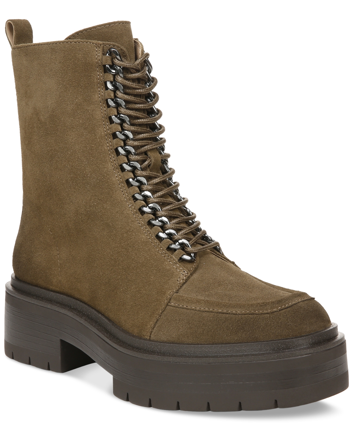 Shop Sam Edelman Women's Lovrin Lace-up Chain Combat Boots In Washed Stone