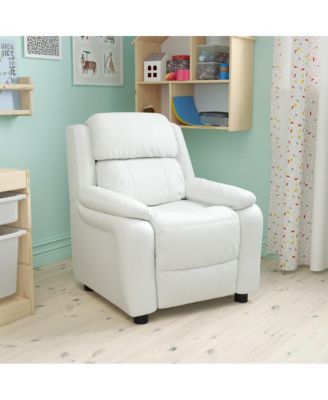 Deluxe Vinyl Padded Contemporary Kids Recliner With Storage Arms