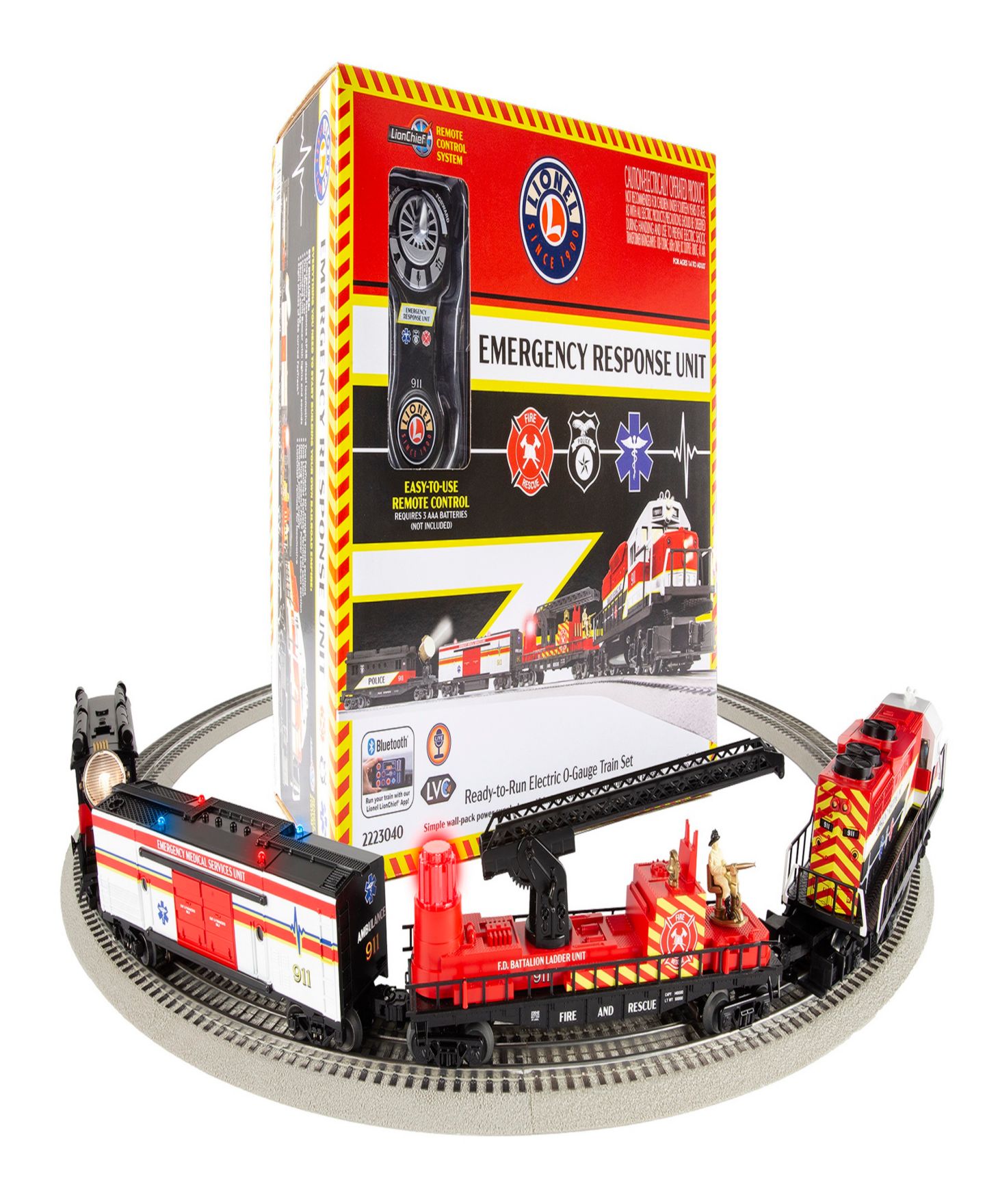 Детские игрушки Lionel O Gauge Emergency Response Lionchief Bluetooth 5.0 Train Set, 18-Piece — фото 1