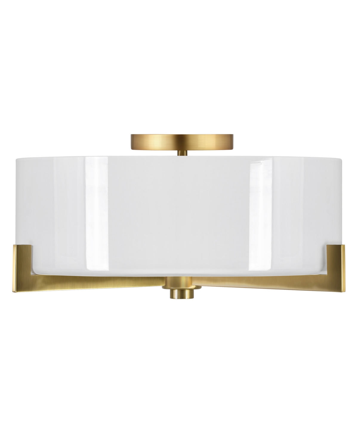 Hudson & Canal Hamlin 17" Wide 2-light Semi Flush Mount With Glass Shade In Brushed Brass