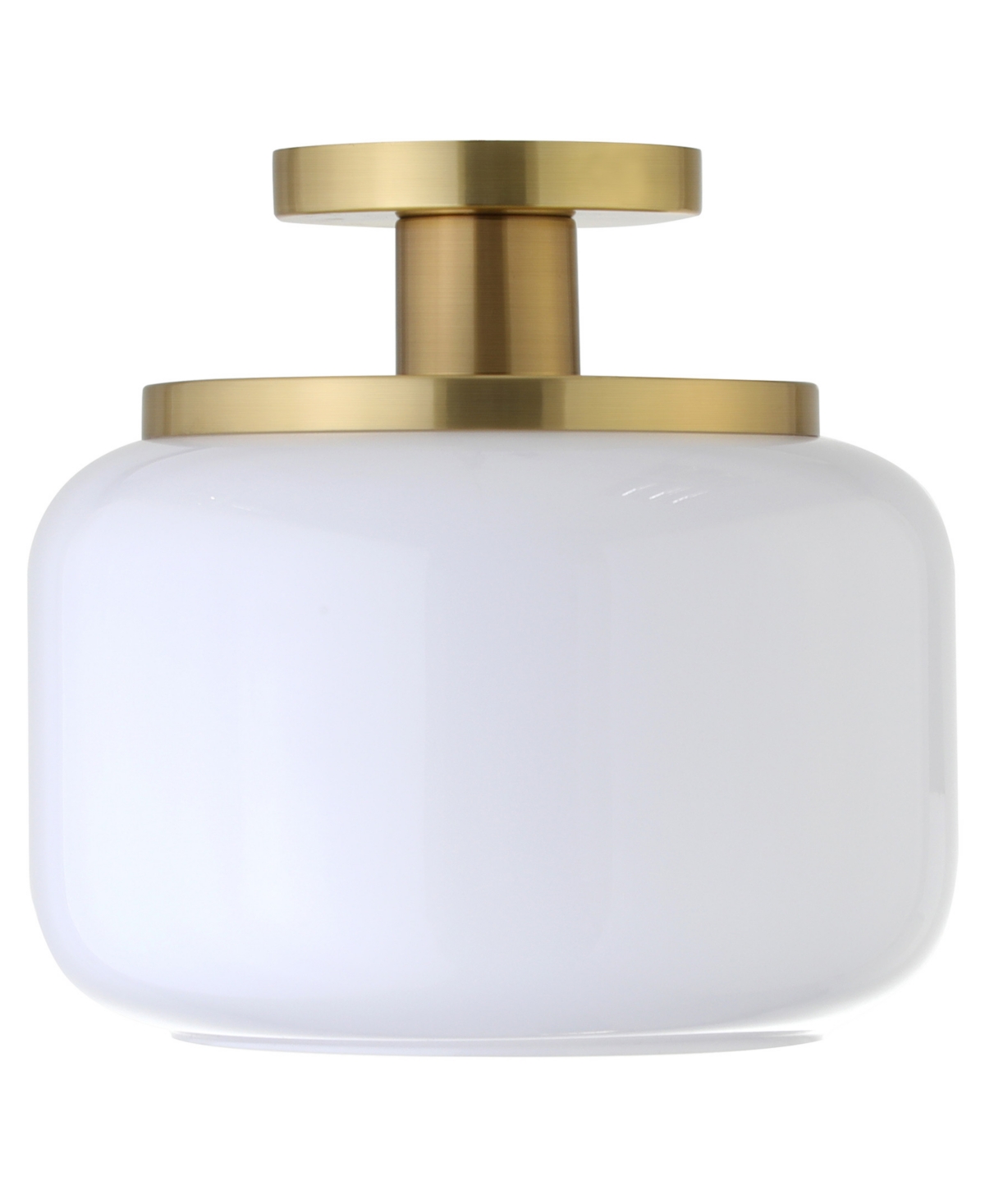 Hudson & Canal Tatum 11" Wide Semi Flush Mount With Glass Shade In Brushed Brass