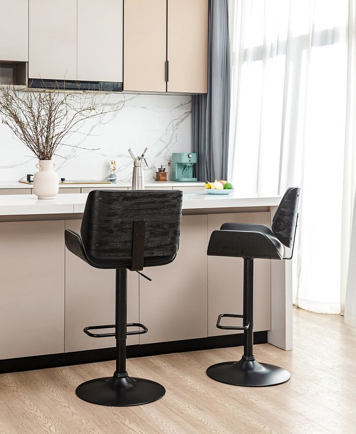 Glitzhome Set of 2 MidCentury Modern Adjustable Height Swivel Bar