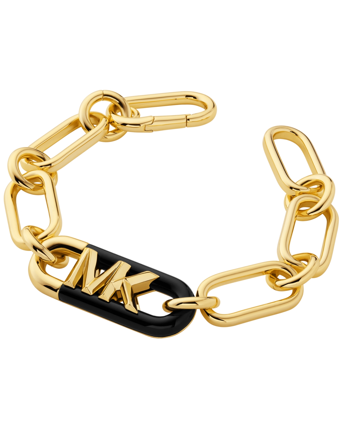 Michael Kors Women's 14k-gold-plated & Acetate Empire Logo Chain Bracelet In Yellow Gold