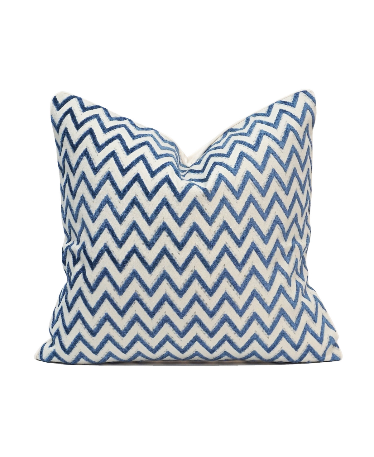 Millihome Chevron Cut Velvet Decorative Pillow, 20" X 20" In Blue