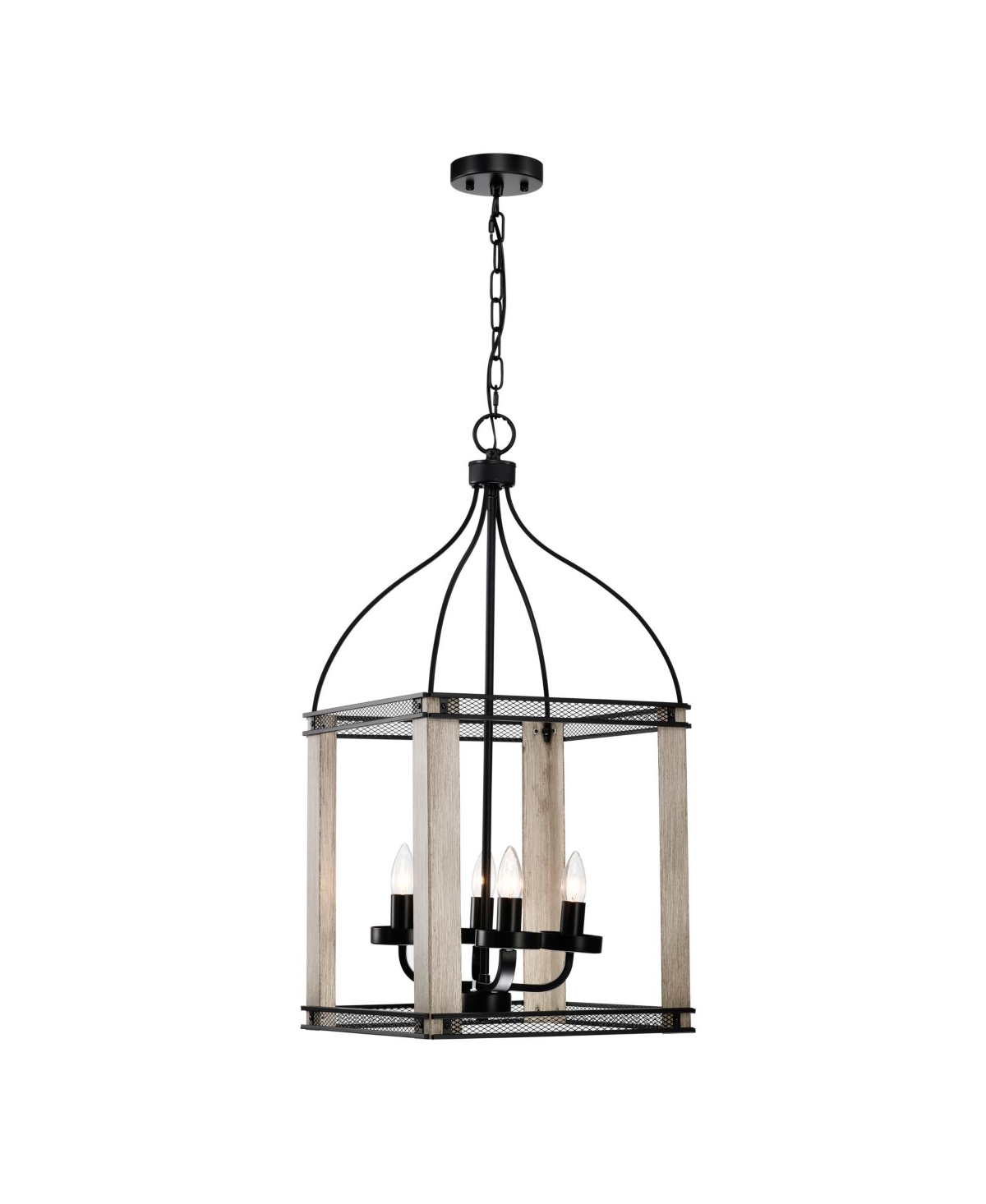 Home Accessories Vander 14" 4-light Indoor Finish Chandelier With Light Kit In Matte Black And Faux Wood Grain