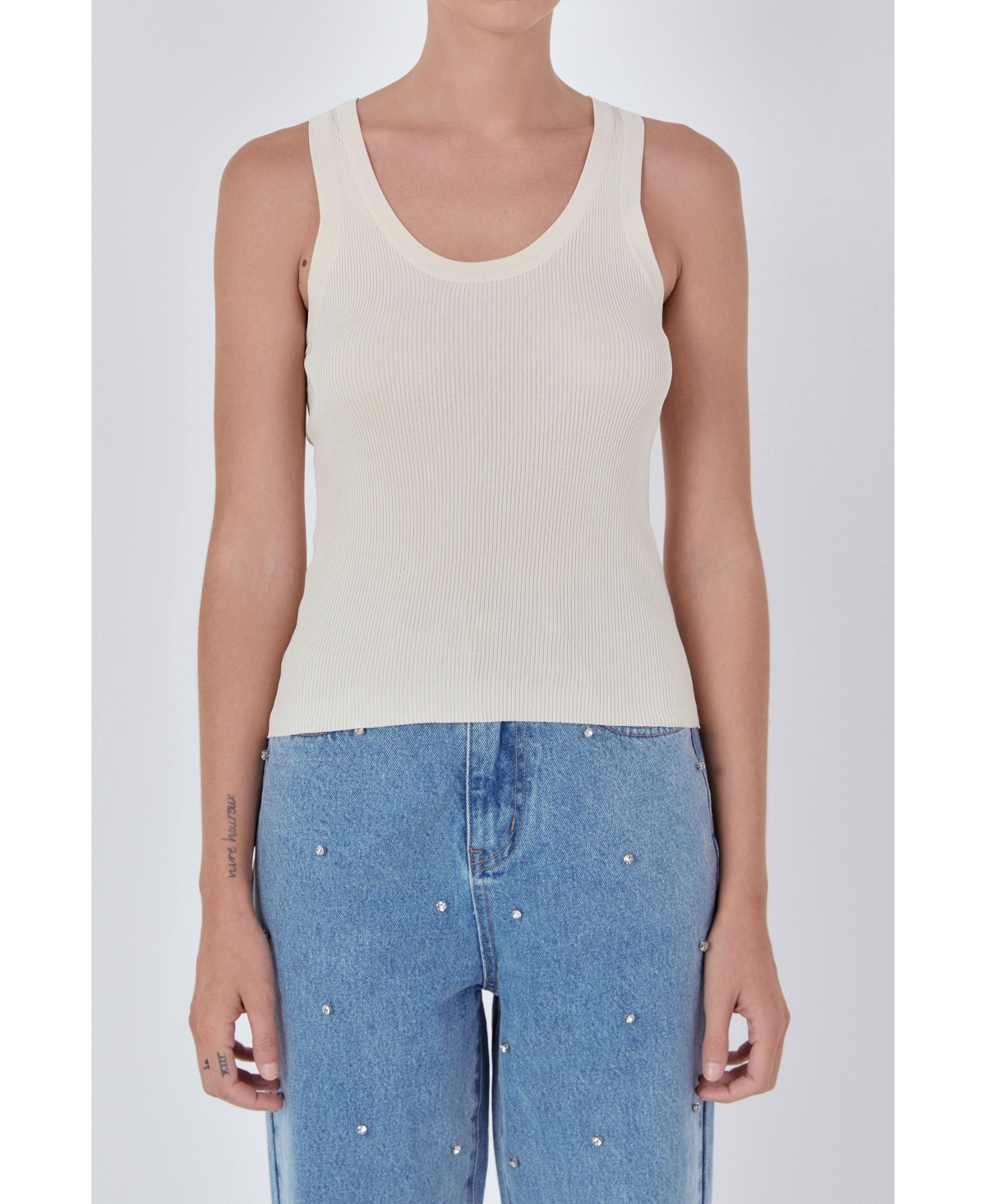 Endless Rose Women's Basic Ribbed Tank Top In Nude