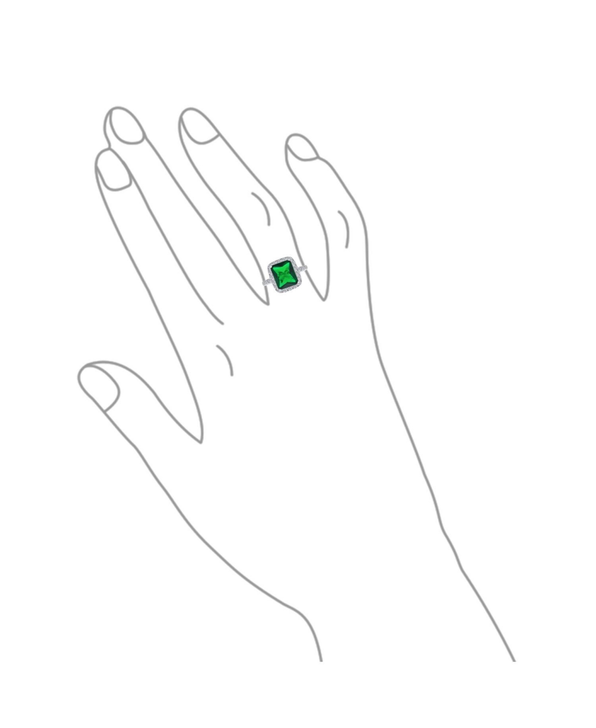 Bling Jewelry Fashion Rectangle Solitaire Cubic Zirconia Cz PaveArt Deco Style Cocktail Statement Ring For Women - Green