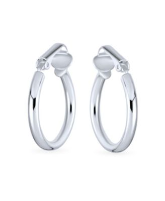 Classic Basic Simple Tube Lightweight Clip On Hoop Earrings Non Pierced Ears Sterling Silver .75 Diameter