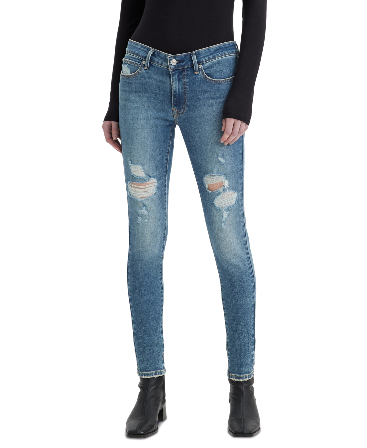 Levi's 711 ripped skinny jeans best sale