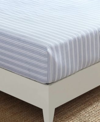 Beaux Stripe Cotton Percale Fitted Sheet, Twin