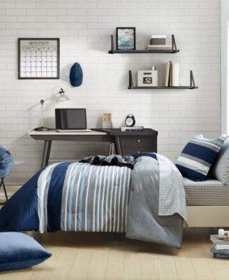 Heathered Block Reversible 3 Piece Comforter Set, Full/Queen