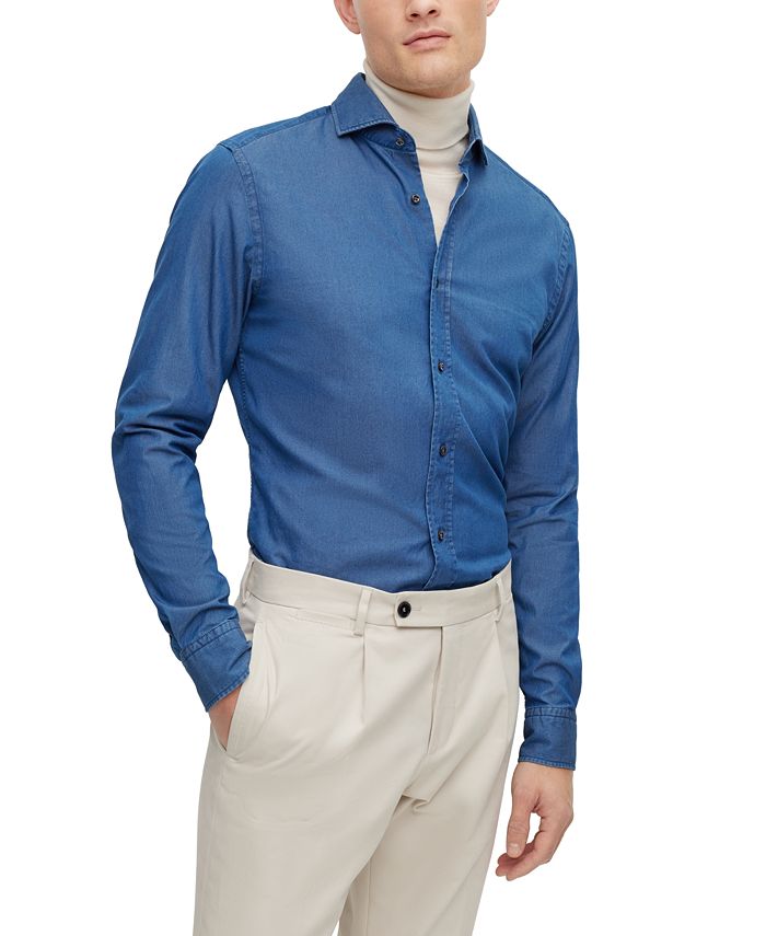 Hugo Boss Men's Slim-Fit Denim Shirt - Macy's