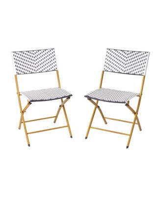 Ciel Set Of Two Folding Bistro Chairs In Pe Rattan With Metal Frames For Indoor And Outdoor Use