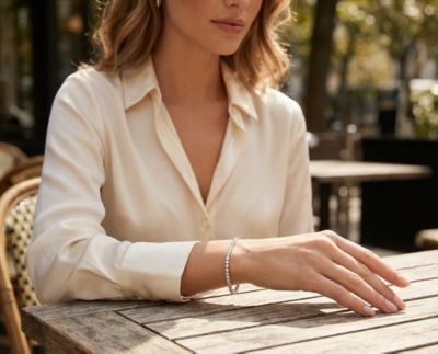 Classic 12CTW Cubic Zirconia Solitaire CZ Tennis Bracelet Silver Plated 7.5 Inch