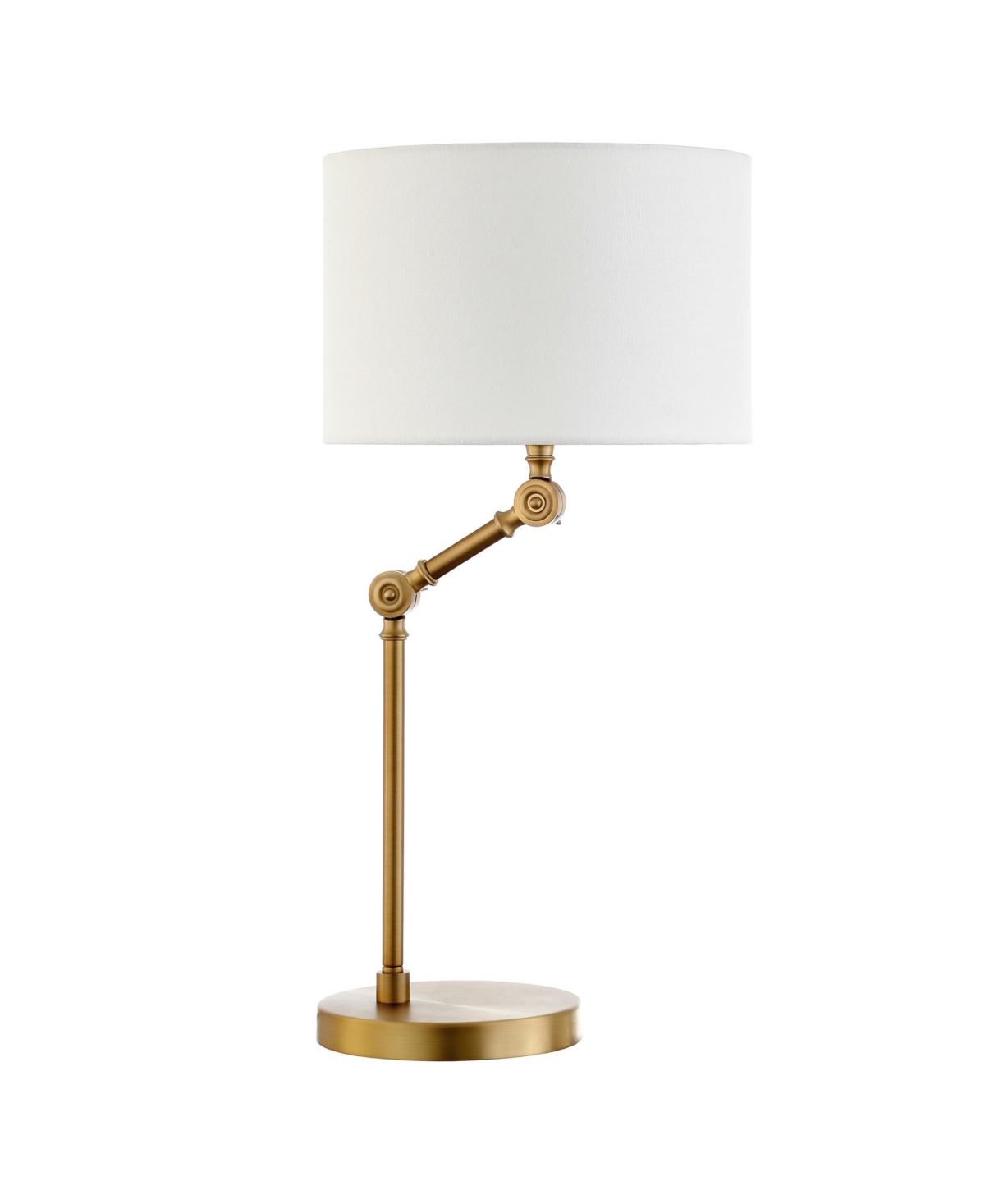 Hudson & Canal Lucas 24" Linen Shade Height-adjustable Table Lamp In Brushed Brass