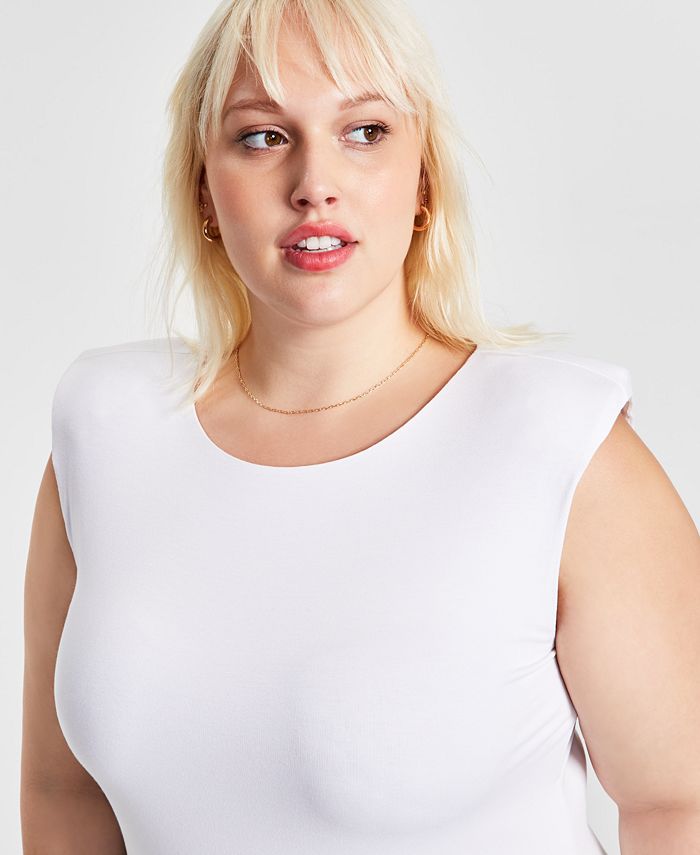 Bar III Plus Size Sleeveless Strong-Shoulder Top, Created for Macy's ...