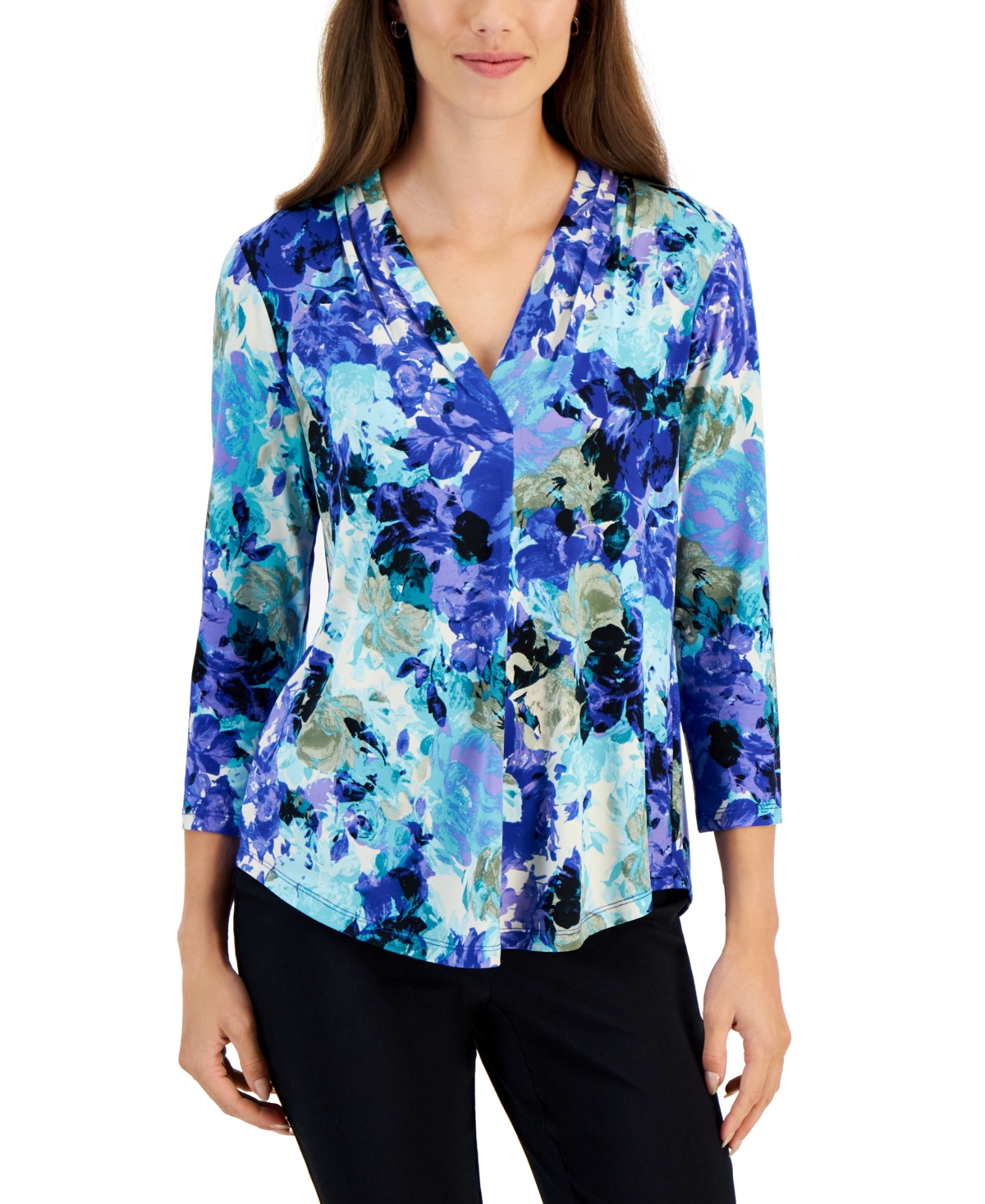 Jm Collection Plus Sea Of Petals Utility Top, Created for Macy's