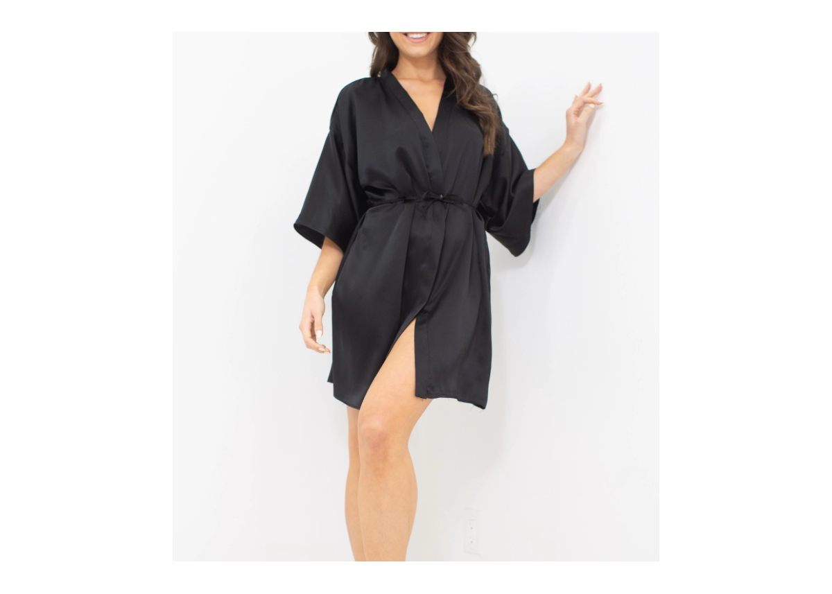 Women's Silk Robe - Short - Silk Collection - Evening black