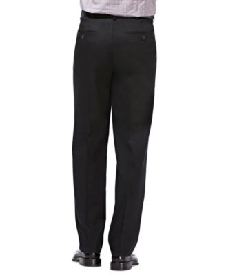 Men's Premium No Iron Khaki Classic Fit Pleat Hidden Expandable Waist Pants