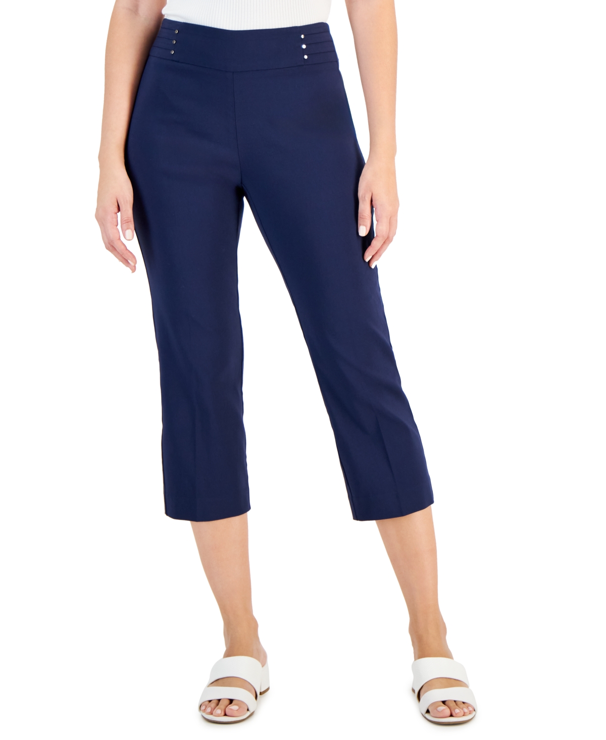 Jm Collection Women's Pull On Slim-fit Cropped Pants, Created For Macy's In Intrepid Blue