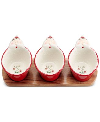 Santa Dip Bowls with Wood Base