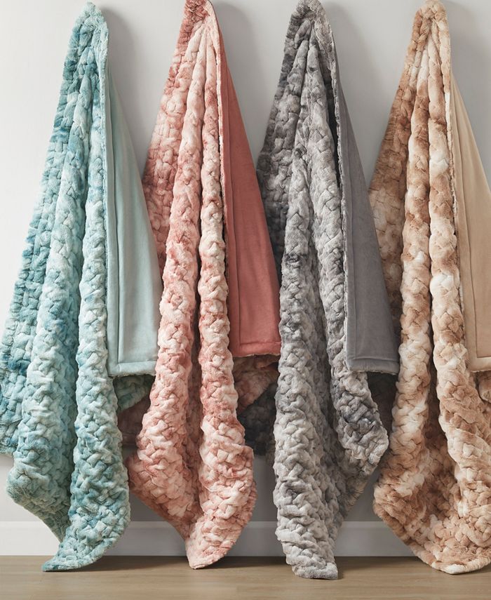 Alpine Valley Ruched Faux Fur Throw, 50" x 60" Macy's