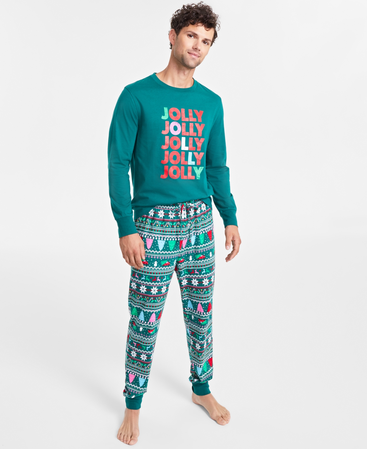 Family Pajamas Matching  Men's Mix It Jolly Fair Pajamas Set, Created For Macy's In Holiday Fairisle