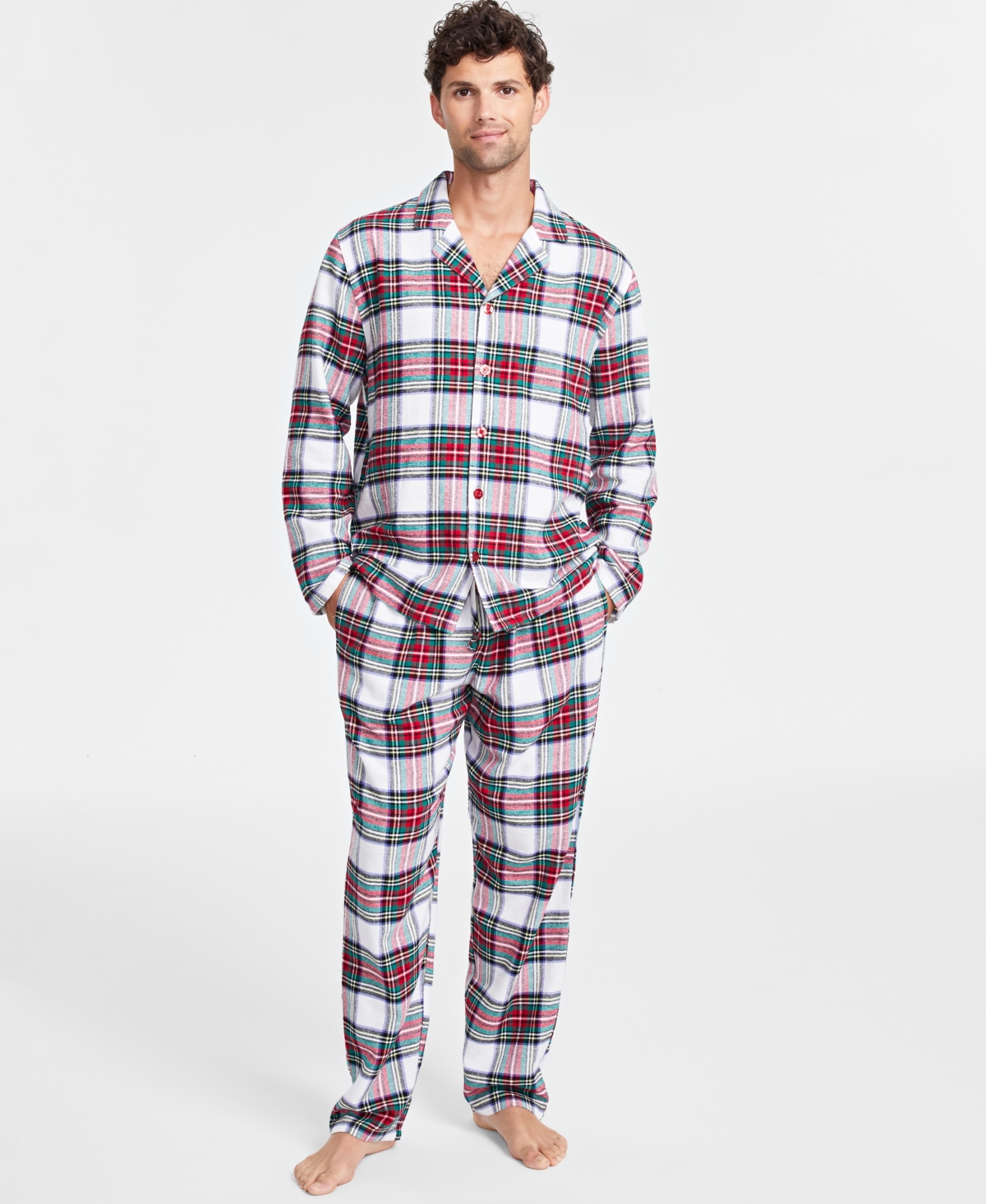 Family Pajamas Matching  Men's Stewart Cotton Plaid Pajamas Set, Created For Macy's In Stewart Plaid
