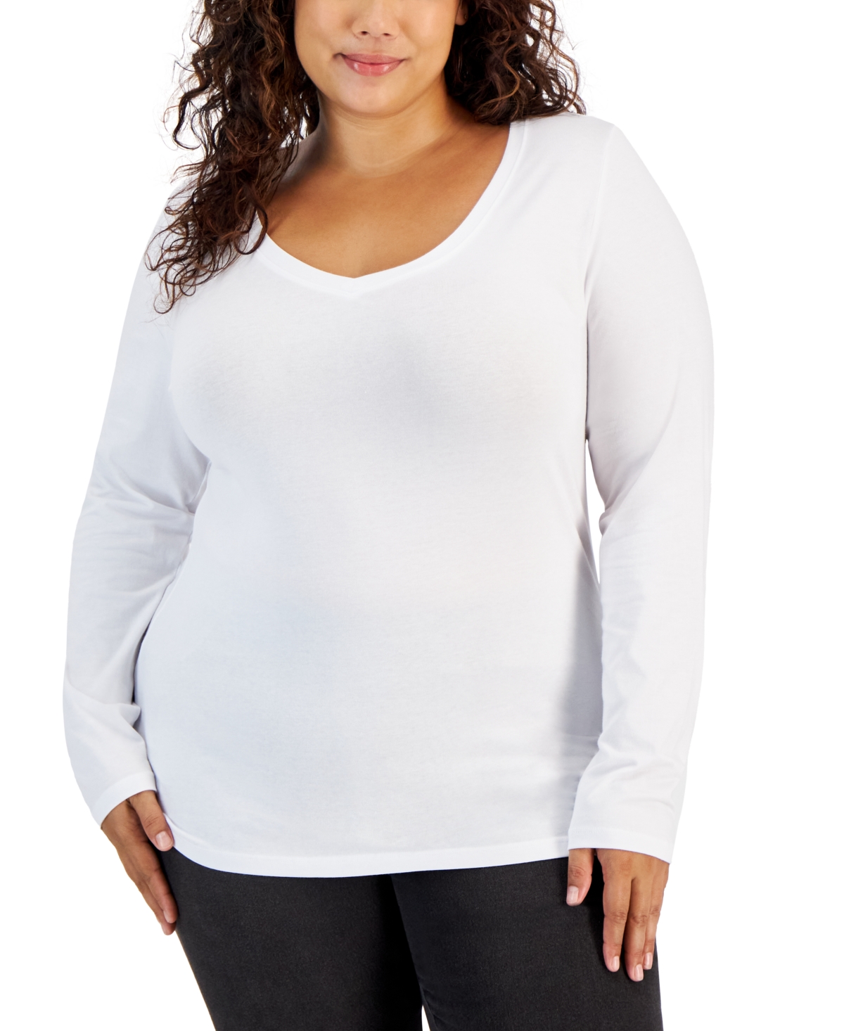 Aveto Trendy Plus Size Long-Sleeve V-Neck T-Shirt