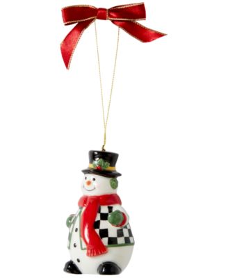 Christmas Tree Black and White Snowman Ornament