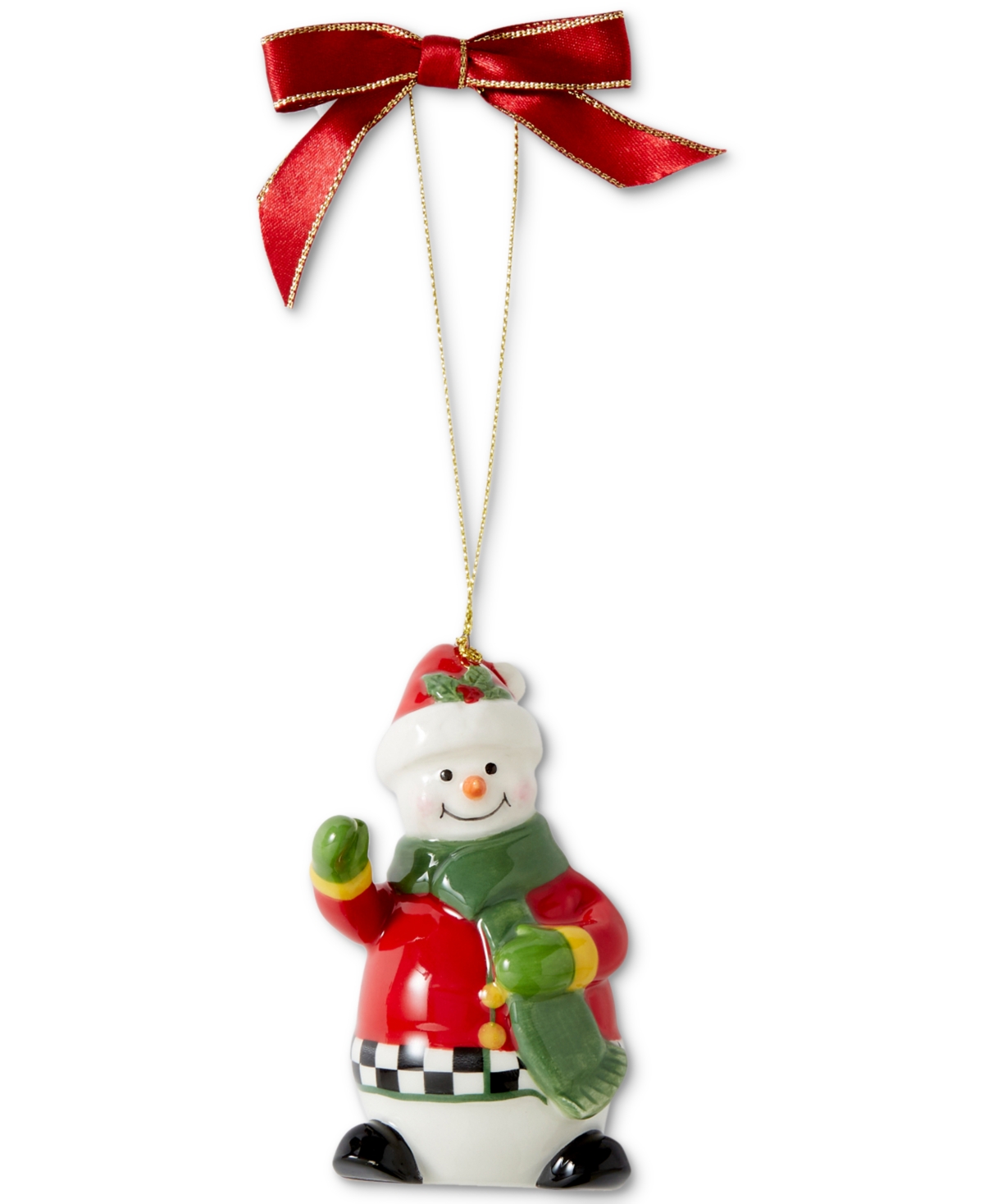Spode Christmas Tree Black And White Snowwoman Ornament