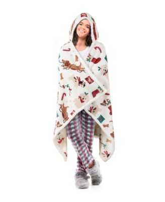 Birch Trail - Holiday Collection Printed Hooded Throw with hand pockets , 44" x 70"