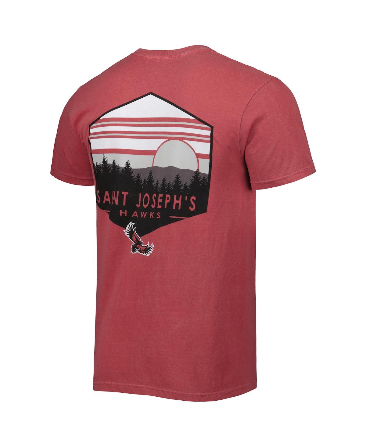Men'sSaint Joseph's Hawks Landscape Shield T-shirt - Crimson
