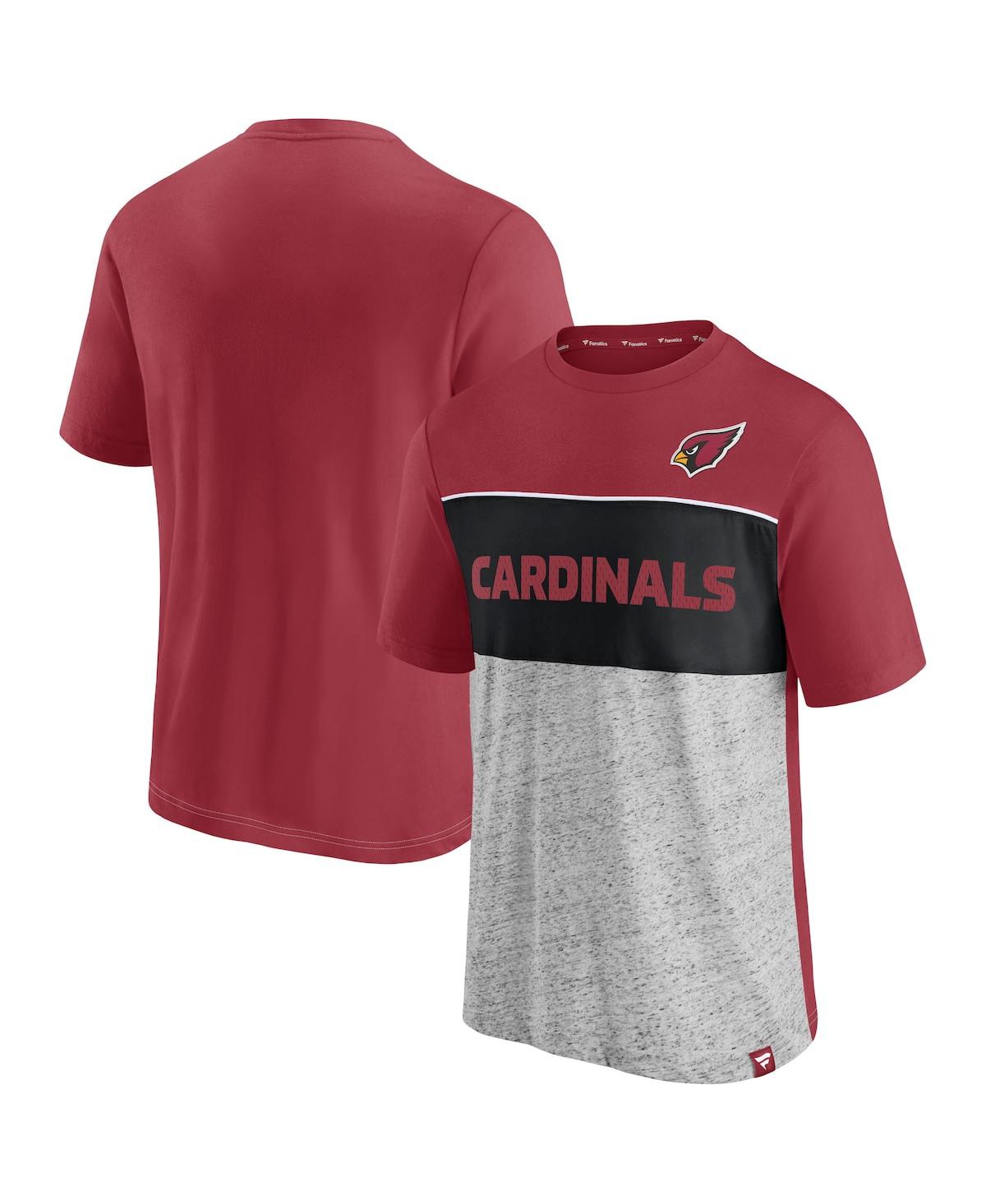 Fanatics Branded Cardinal/heathered Gray Arizona Cardinals Colorblock T-shirt In Cardinal,heathered Gray