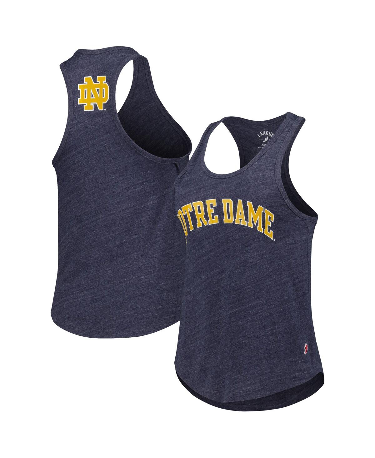 Women's League Collegiate Wear Heather Navy Notre Dame Fighting Irish Two-Hit Intramural Tri-Blend Scoop Neck Racerback Tank Top - Heather Navy