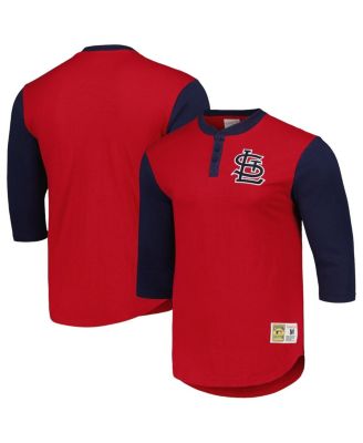Men's Red St. Louis Cardinals Cooperstown Collection Legendary Slub Henley 3/4-Sleeve T-shirt