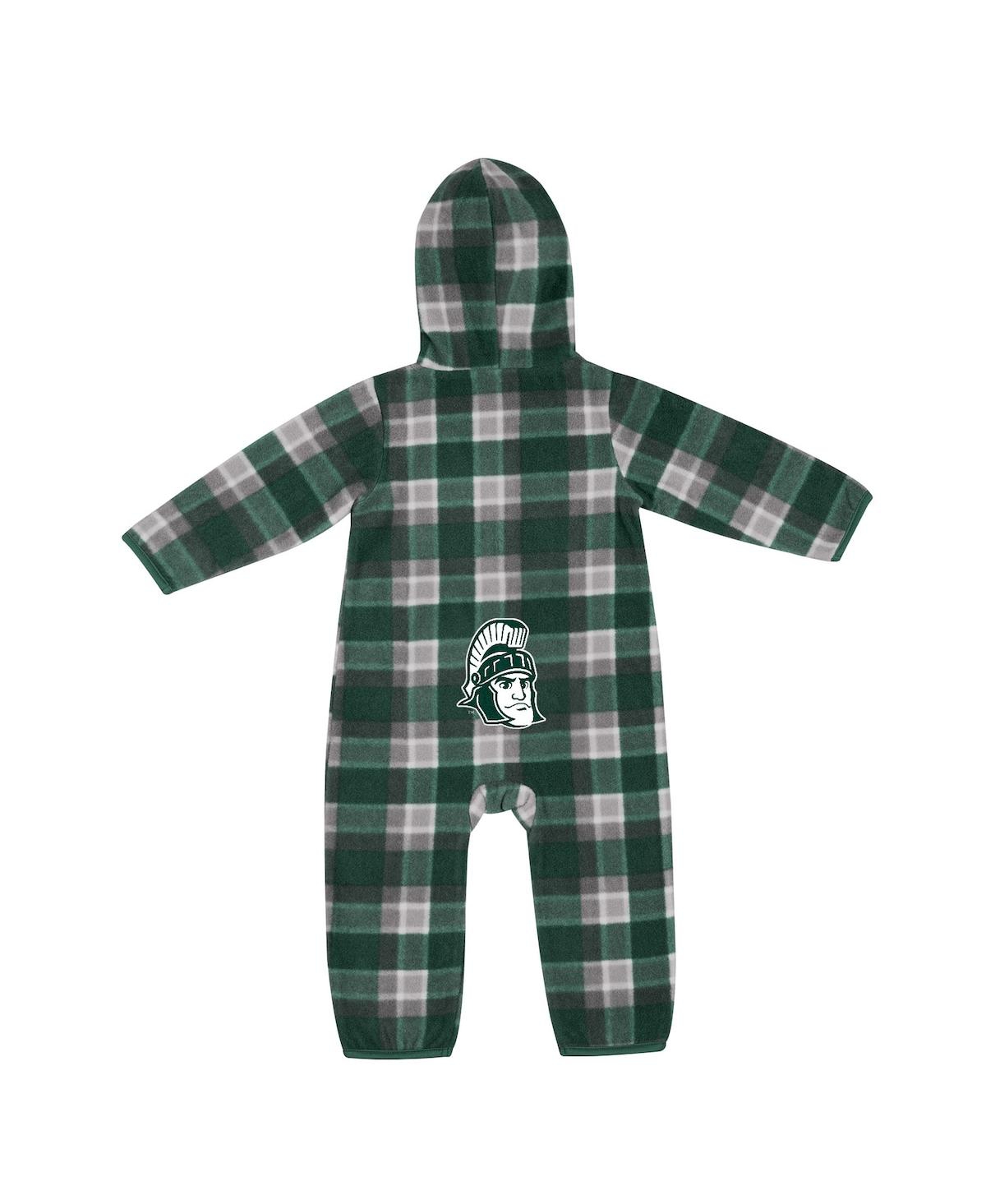 Shop Colosseum Infant Boys And Girls  Green, Gray Michigan State Spartans Farays Plaid Full-zip Hoodie Jum In Green,gray