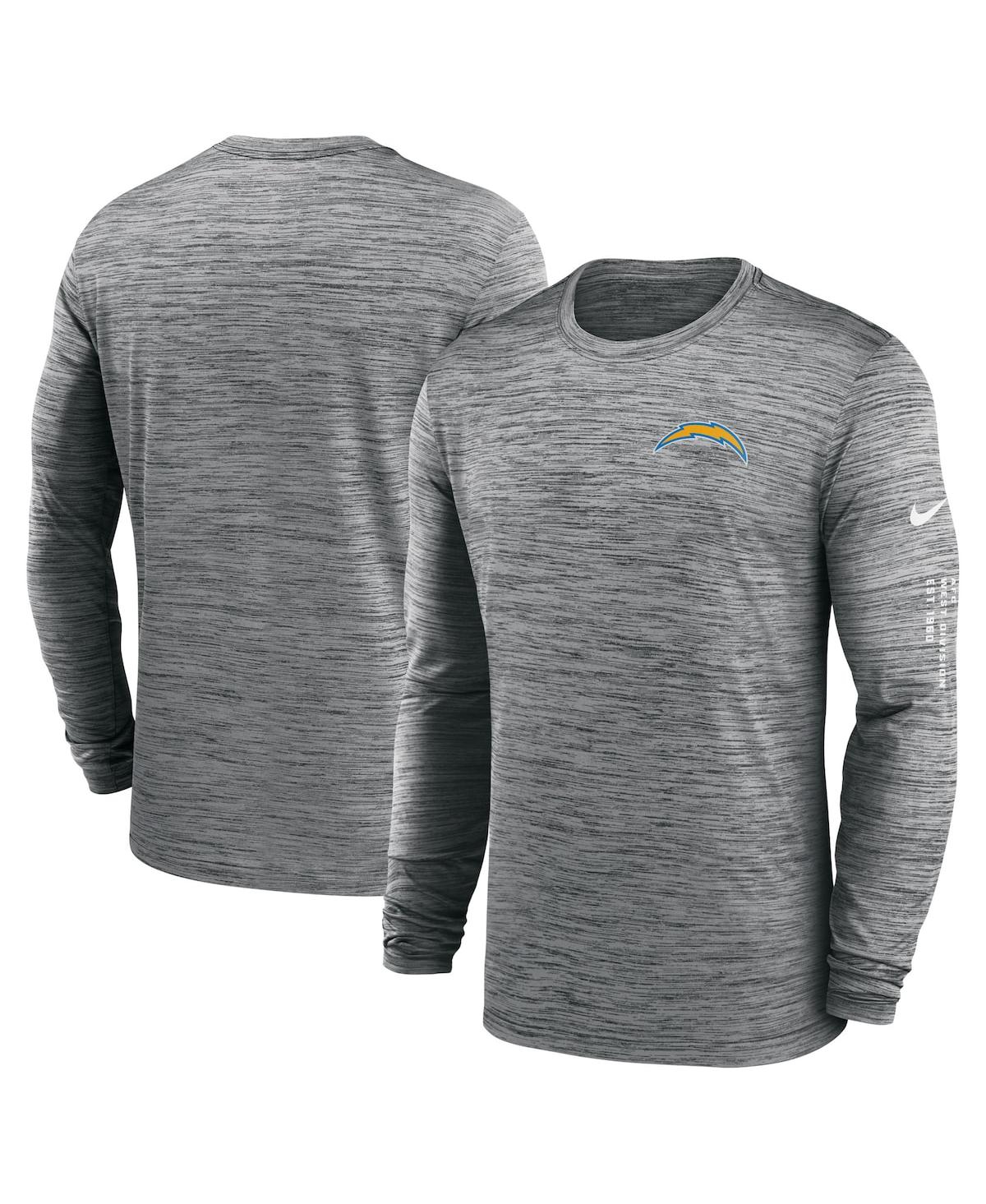 Shop Nike Men's  Anthracite Los Angeles Chargers Velocity Long Sleeve T-shirt